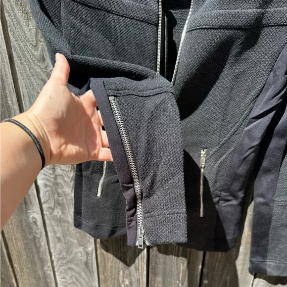 Iro Clever Wool and Lambskin Leather Jacket Charcoal Grey and Black Zip-Up 38/6 - Picture 11 of 13